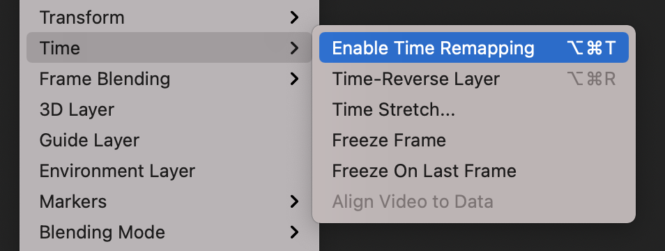 Enable time remapping in After Effects