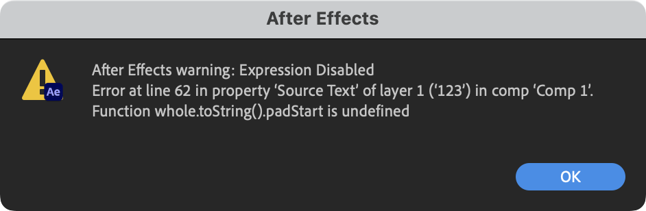 Expression disabled error