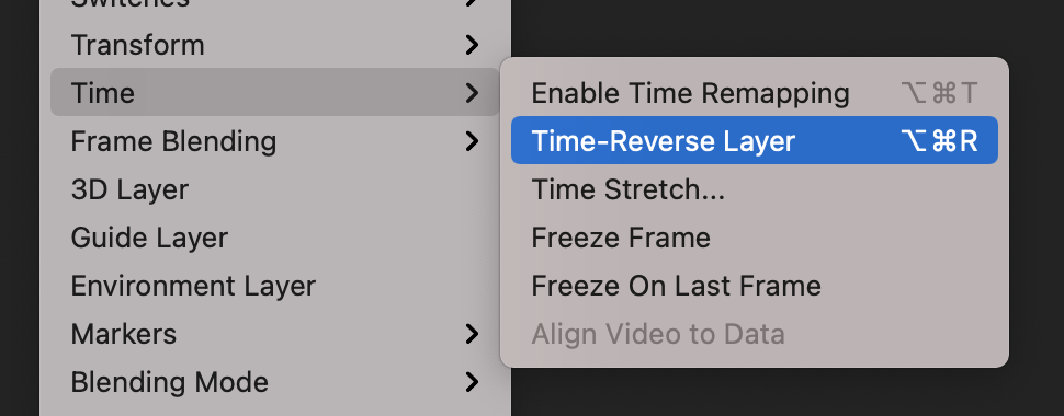 Time-reverse layer in After Effects